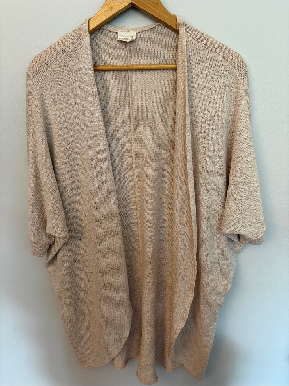 Open-Front Lightweight Cardigan Shrug in Light Pink